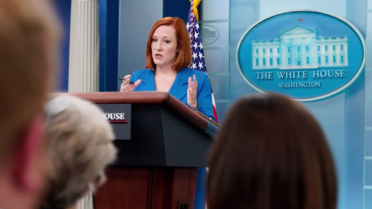 White House press secretary Jen Psaki speaks during a press briefing at the White House on March 18 in Washington, DC. 