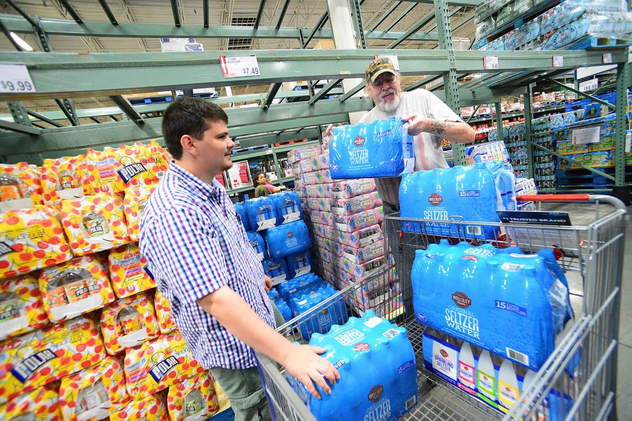 Florida residents buy supplies in preparation for Hurricane Dorian on August 29, 2019 in Orlando, Florida.