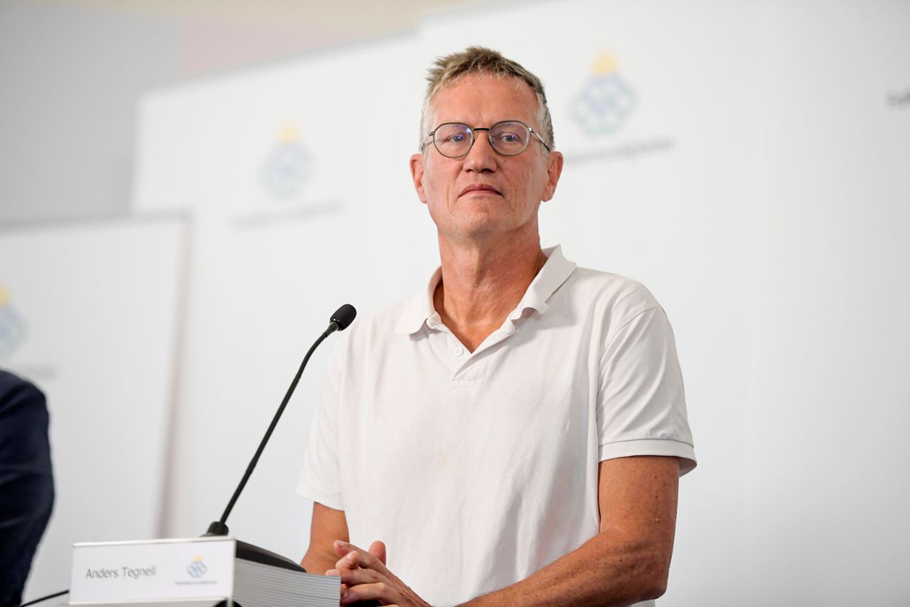 State epidemiologist Anders Tegnell of the Public Health Agency of Sweden speaks during a news conference updating on the coronavirus pandemic, in Stockholm, Sweden, on August 27.