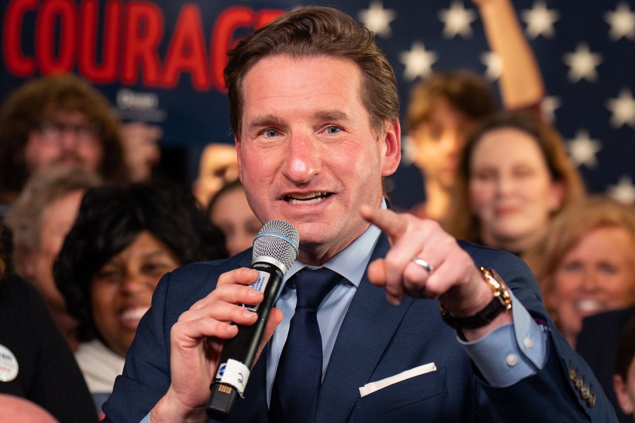 Minnesota Rep. Dean Phillips speaks during a primary election night event in Manchester, New Hampshire, on January 23. 