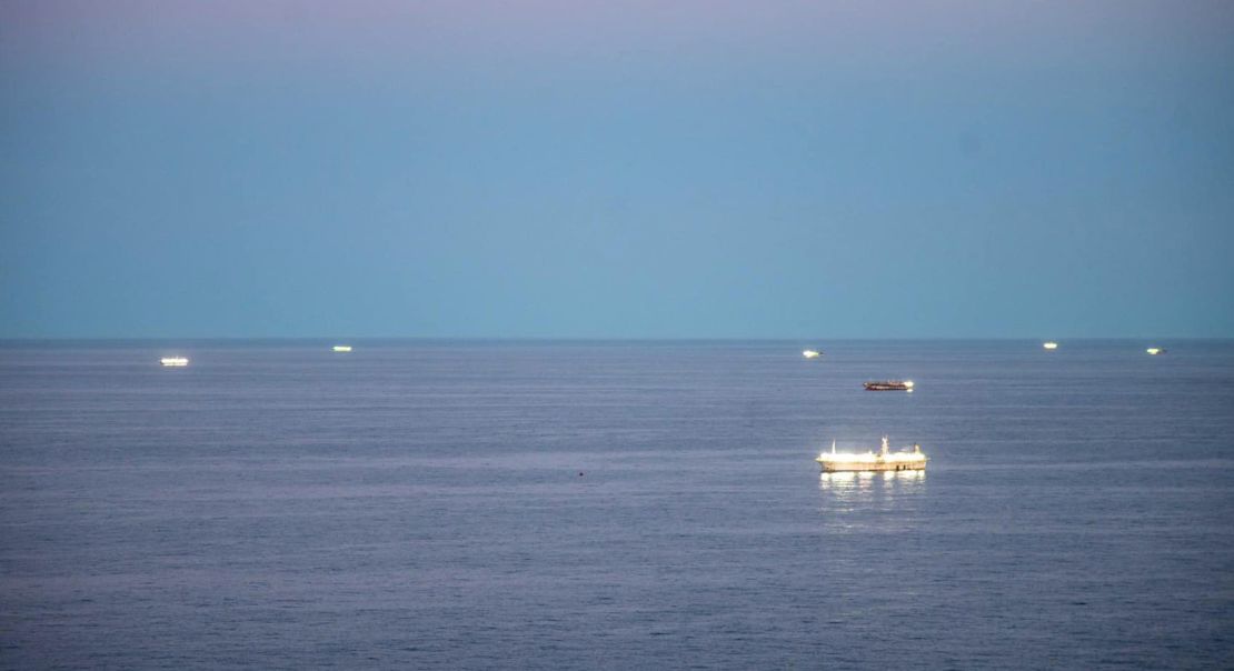 Fishing vessels off the coast of Argentina, seen on February 20.