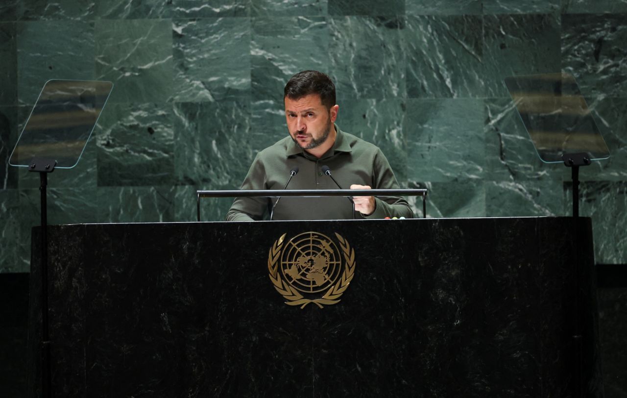 Zelensky addresses the UN General Assembly on Tuesday.