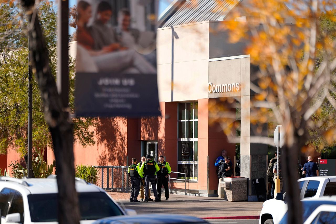 Las Vegas Metro Police respond to a shooting on the University of Nevada, Las Vegas, on Wednesday.