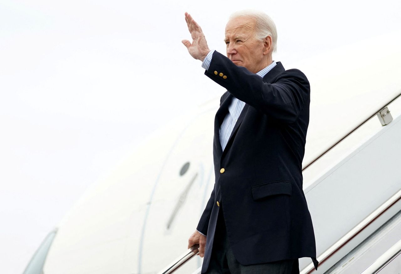 President Joe Biden arrives at the southern border city of Brownsville, Texas, on February 29. 