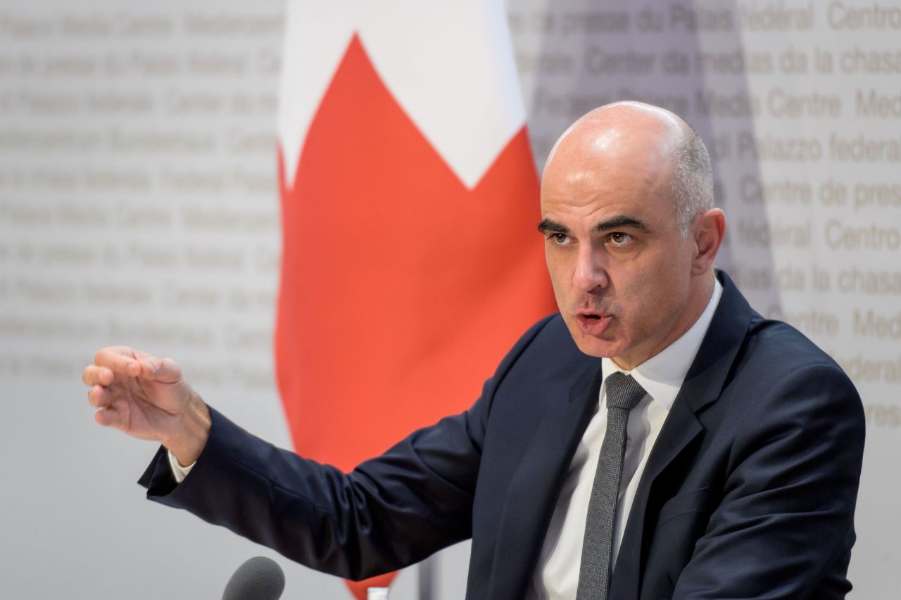  Federal Councillor Alain Berset speaks at a press conference on January 6 in Bern, Switzerland.