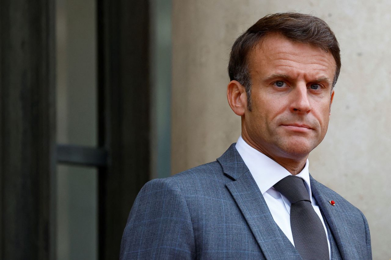 French President Emmanuel Macron is seen at the Elysee Palace in Paris on Thursday. 