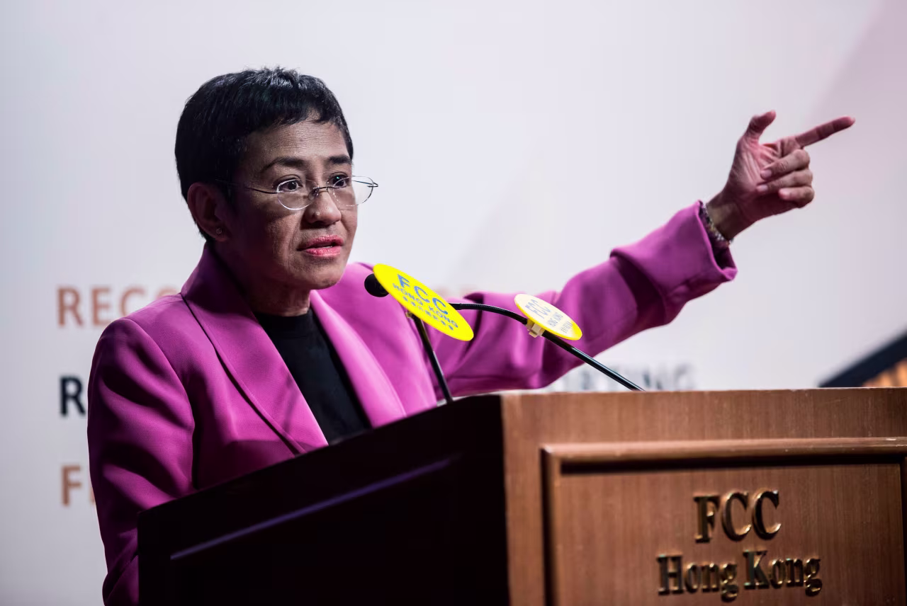 Maria Ressa, co-founder and CEO of the Philippines-based news website Rappler, speaks at the Human Rights Press Awards at the Foreign Correspondents Club of Hong Kong on May 16, 2019.