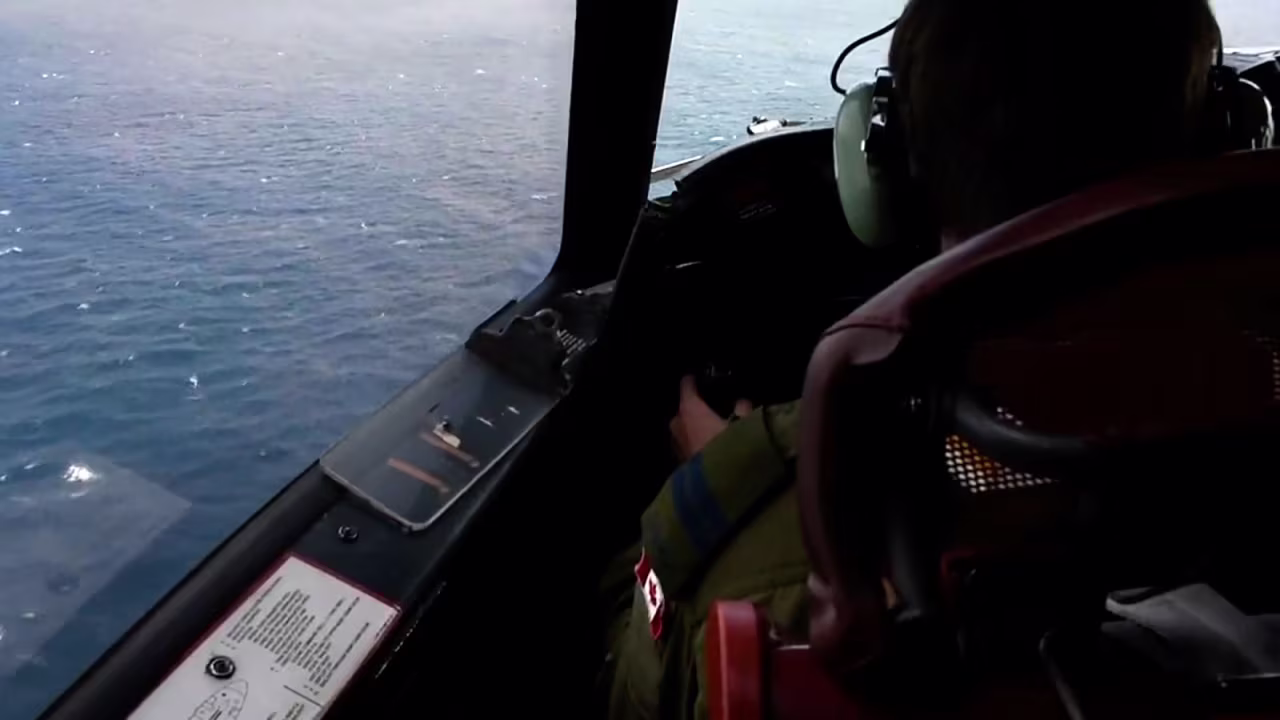 A screengrab from a Canadian Armed Forces Operations video released on June 21, 2023, showing search efforts for the OceanGate Titan submersible.