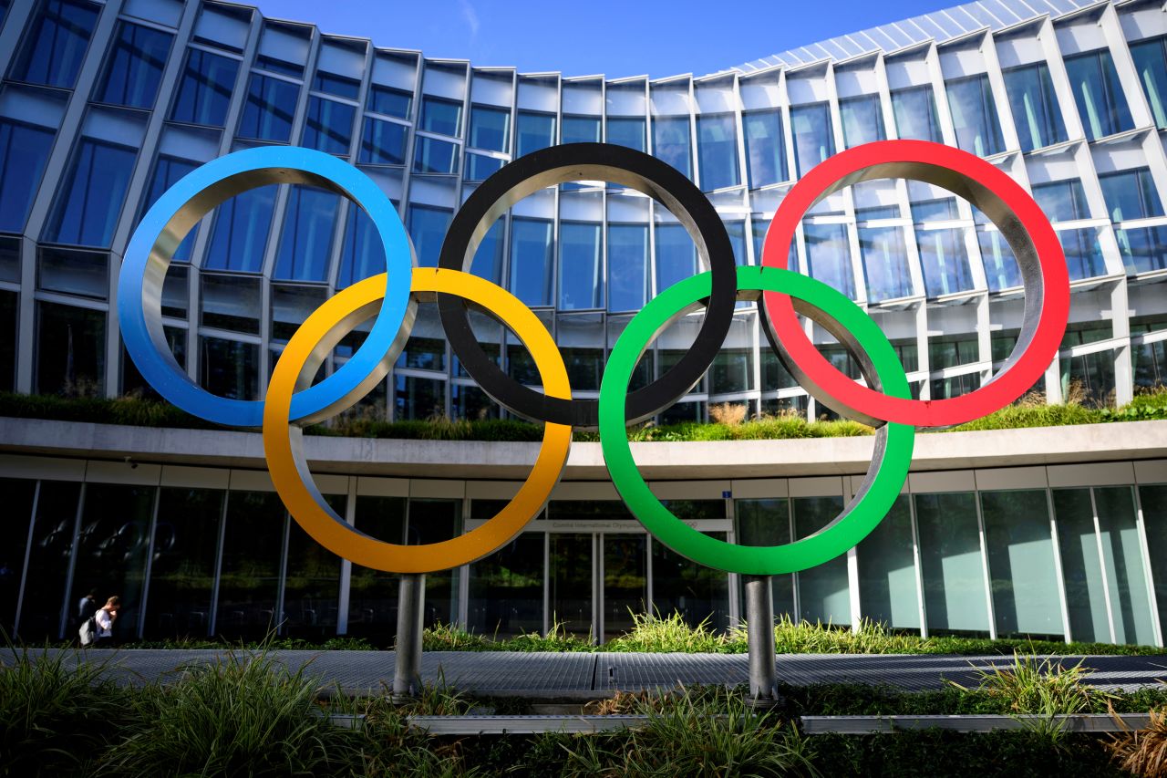 Olympic Rings are pictured in front of The Olympic House, headquarters of the International Olympic Committee (IOC) in Lausanne, Switzerland on September 8, 2022.