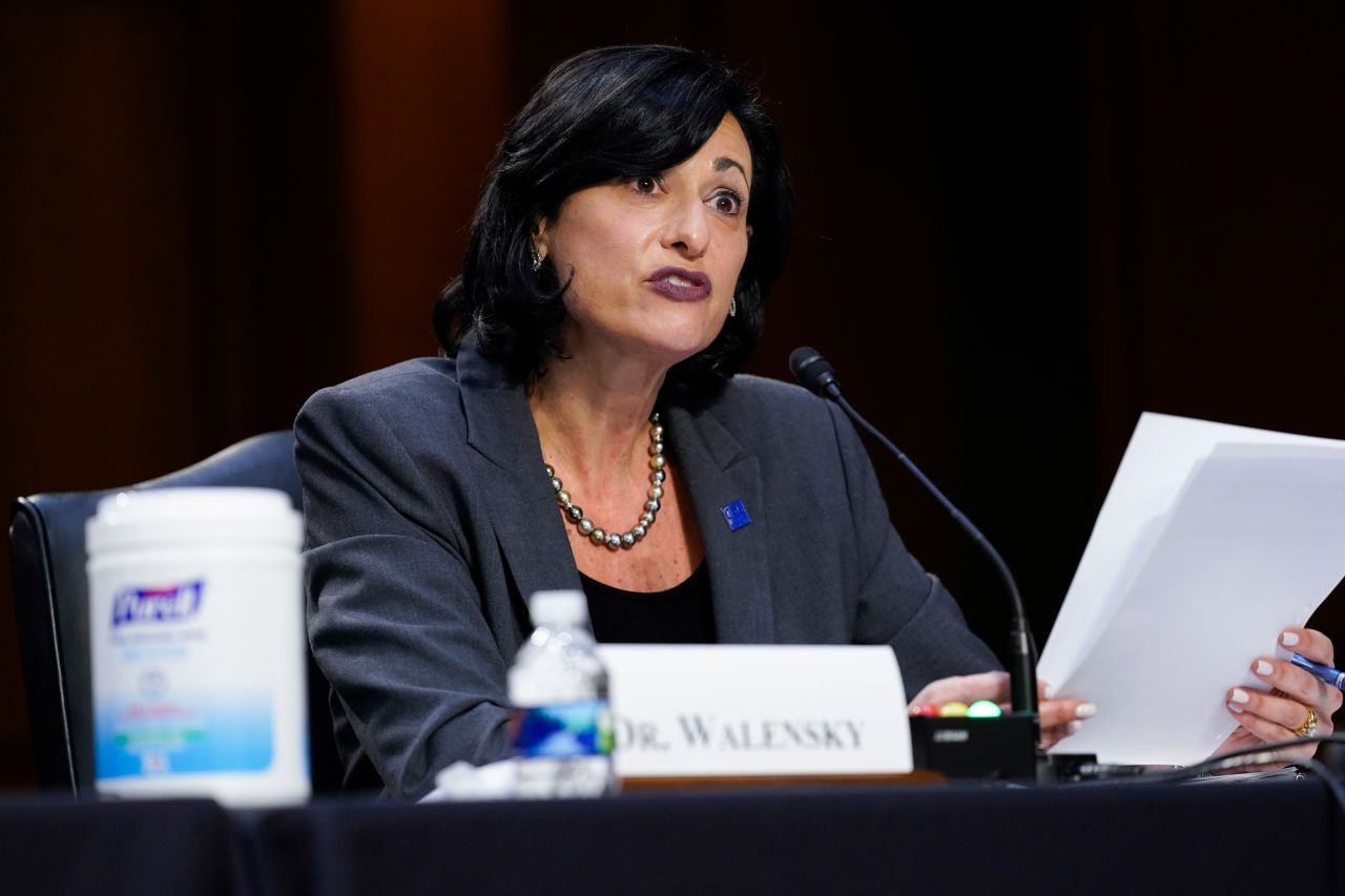 Dr. Rochelle Walensky, director of the Centers for Disease Control and Prevention, testifies during a Senate Health, Education, Labor and Pensions Committee hearing on the federal coronavirus response on Capitol Hill on March 18 in Washington, DC. 