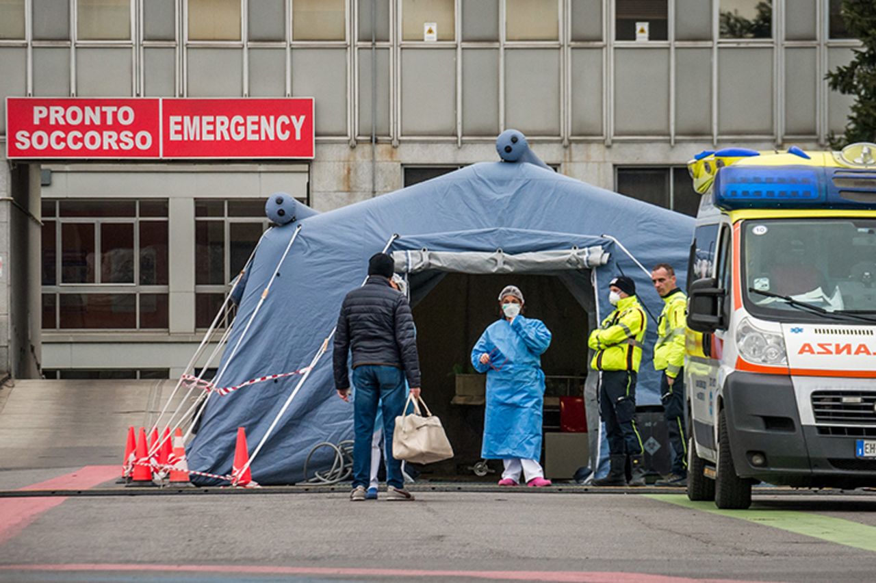 A view outside of Cremona Hospital emergency in Cremona, Lombardy, Italy, on Saturday, February 29. 