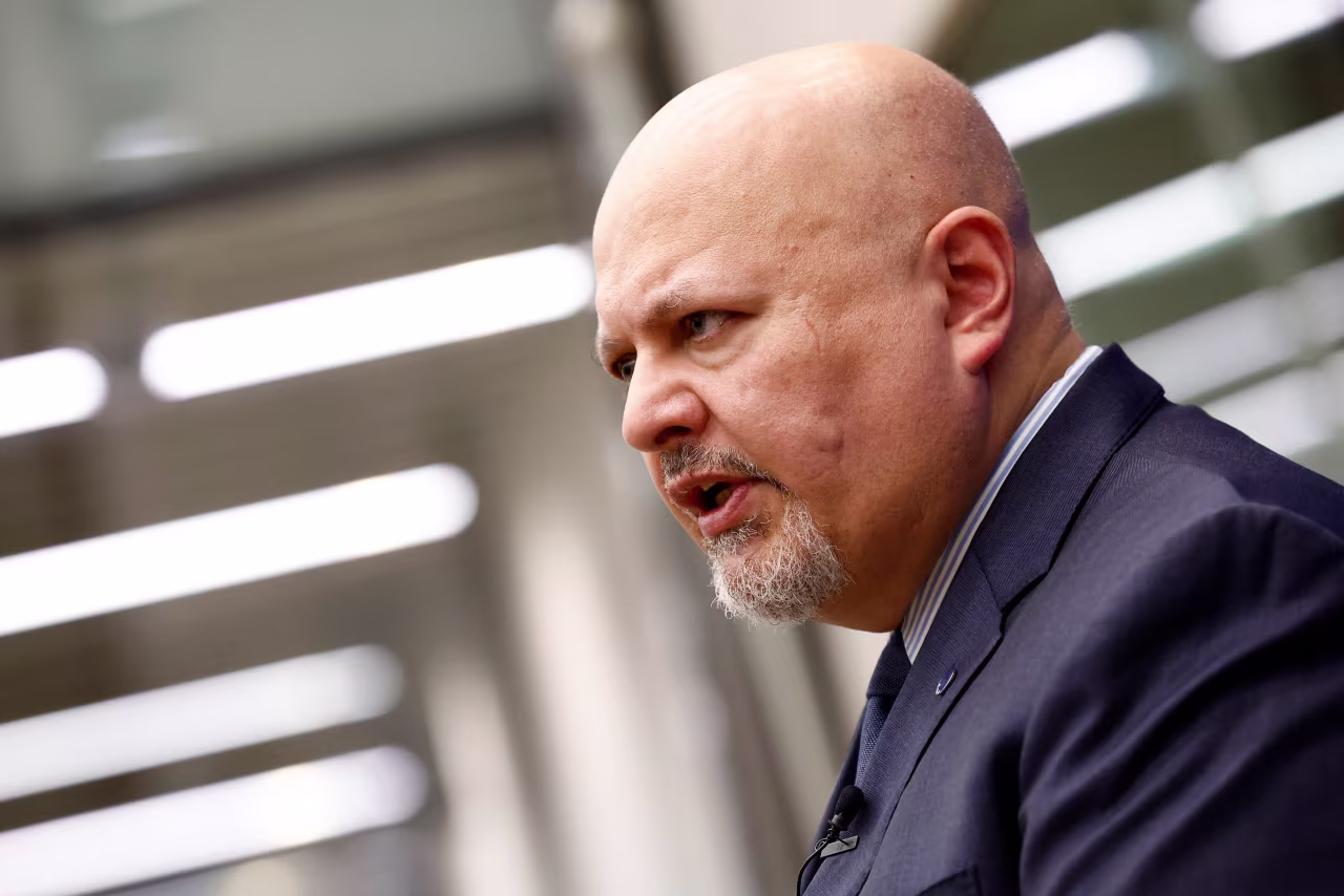 International Criminal Court Prosecutor Karim Khan speaks during an interview with Reuters in The Hague, Netherlands, on Monday. 