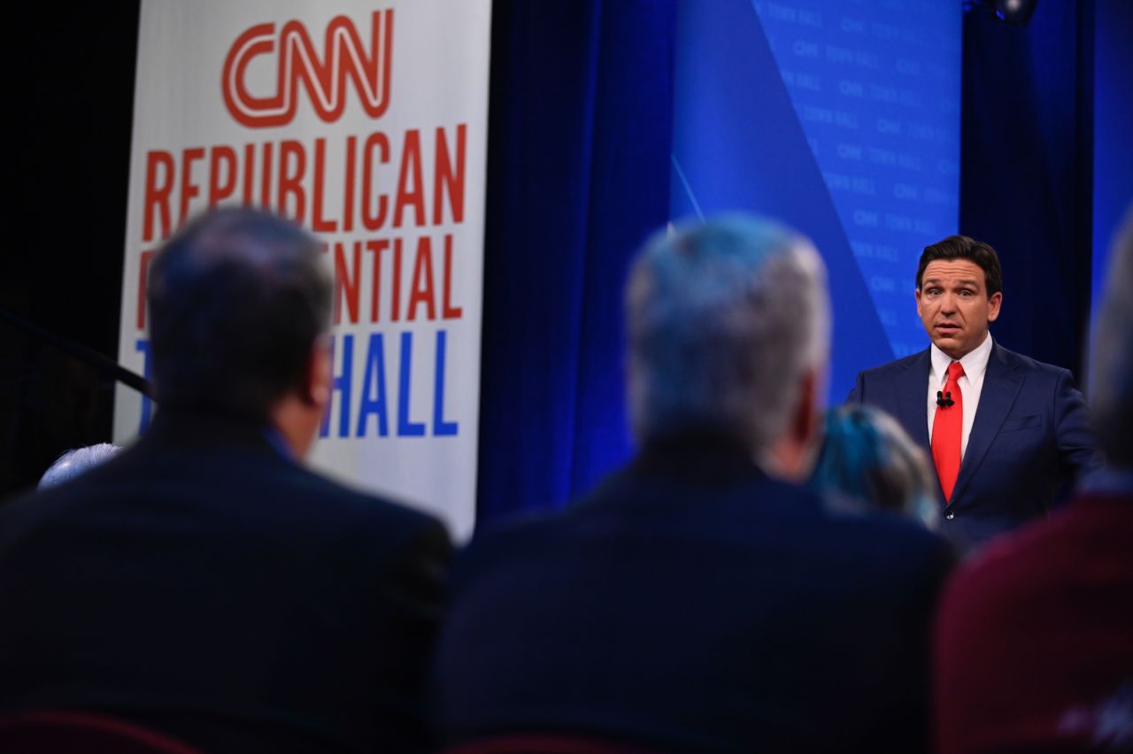 DeSantis participates in a CNN Republican Town Hall moderated by CNN’s Jake Tapper at Grand View University in Des Moines, Iowa, on Tuesday, December 12.