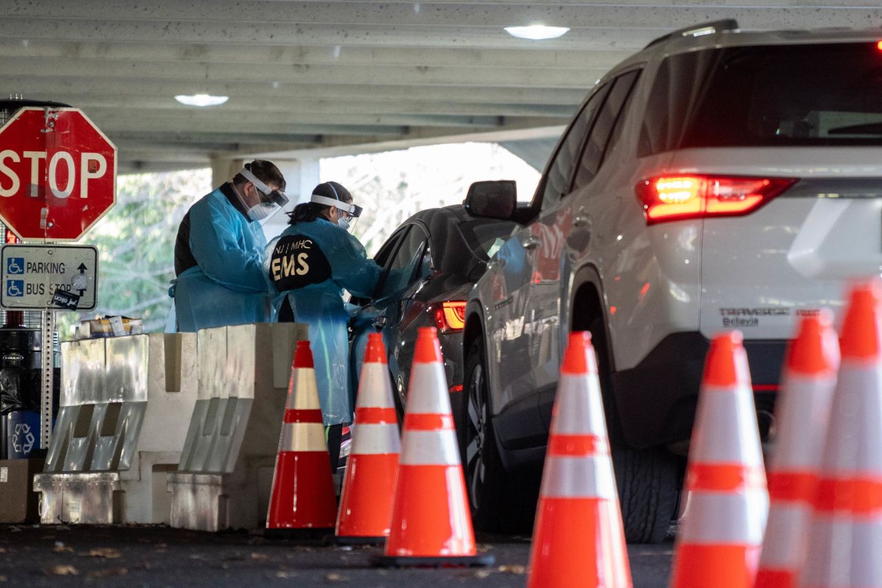 People come to be tested for COVID-19 at a test site at Bergen Community College on December 3 in Paramus, New Jersey. 