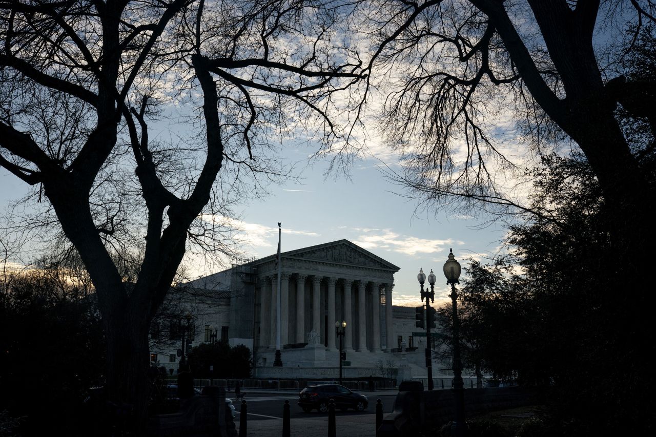 The sun rises over the Supreme Court in Washington, DC, on Thursday.