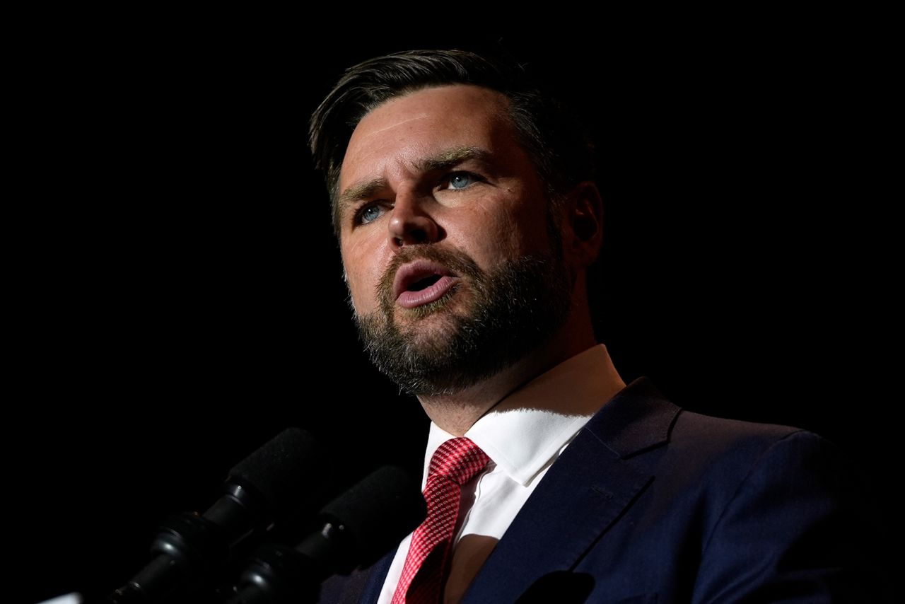 Republican vice presidential candidate Sen. JD Vance, R-Ohio, speaks at a campaign rally in Middletown, Ohio on July 22.