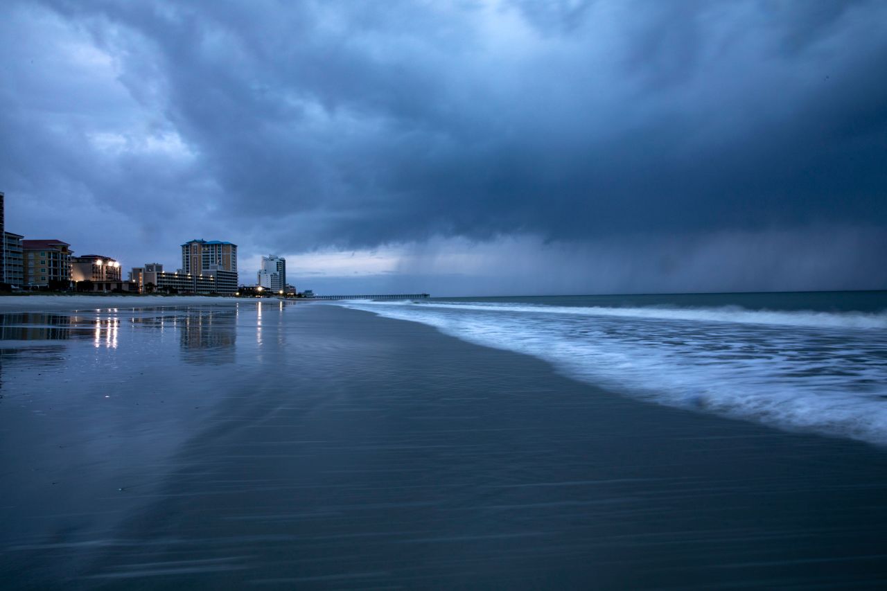 Rain begins to fall in Myrtle Beach, South Carolina on Thursday. 