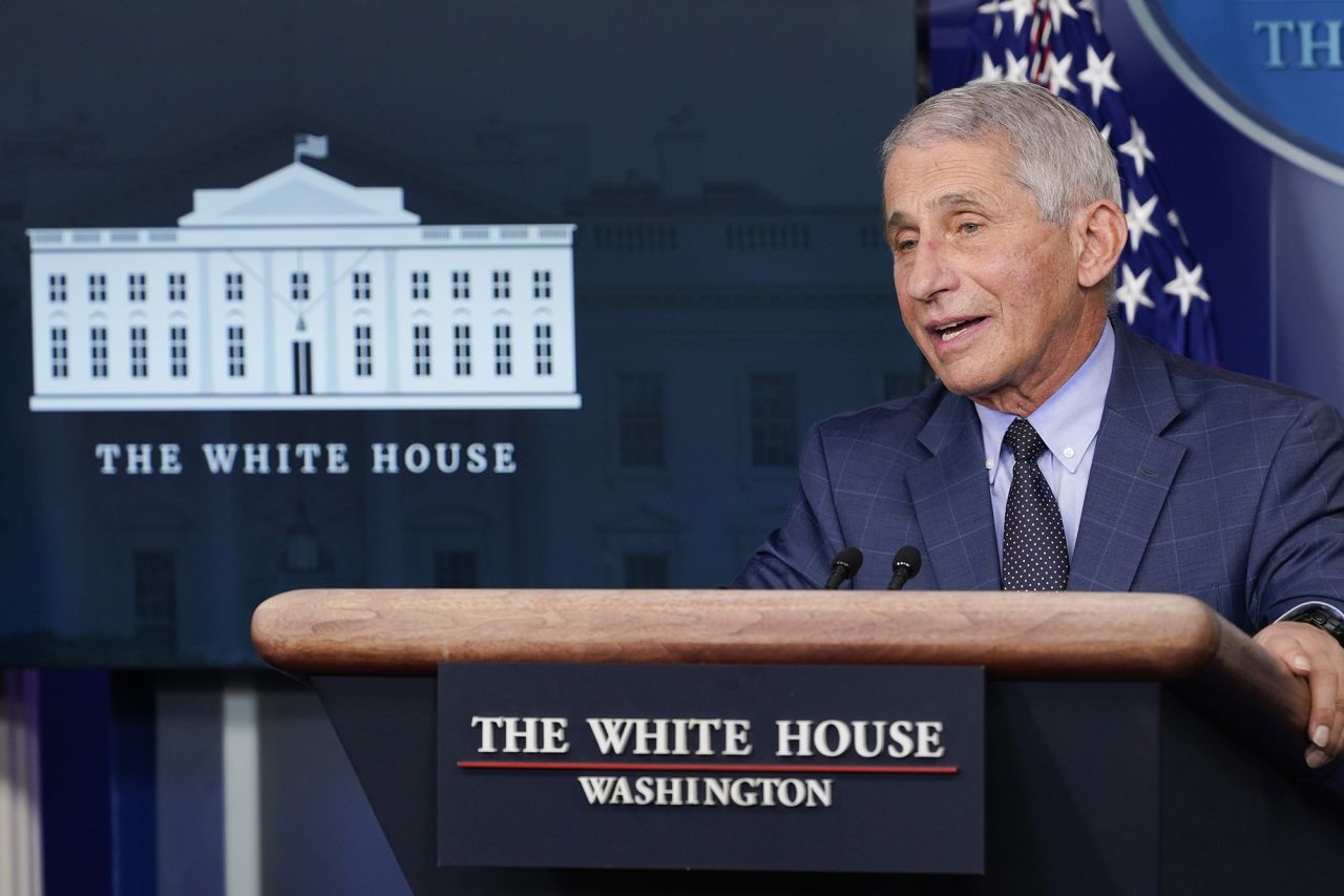 Dr. Anthony Fauci, director of the National Institute for Allergy and Infectious Diseases, speaks during a news conference with the coronavirus task force at the White House in Washington on Thursday.