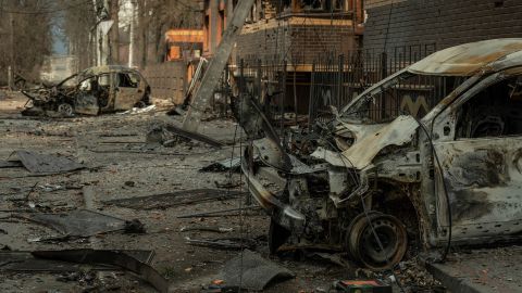 A residential area is damaged by heavy shelling is seen in Irpin, Ukraine March 29.