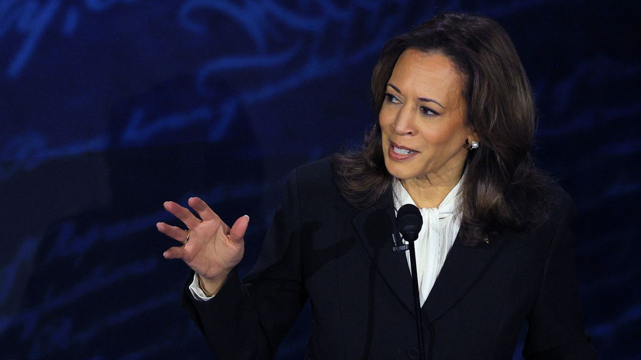 Vice President Kamala Harris speaks during a presidential debate in Philadelphia on Tuesday,  September 10.