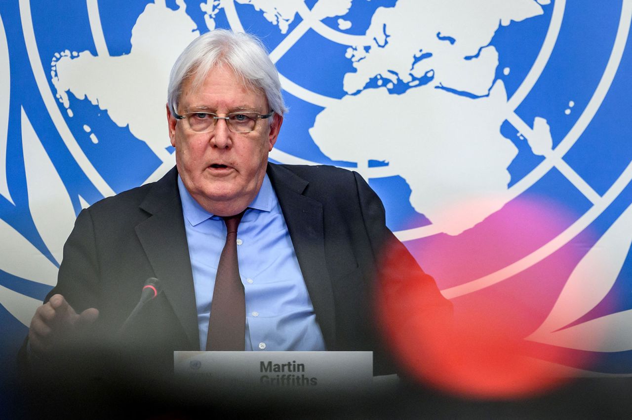 Martin Griffiths, OCHA's under-secretary-general for humanitarian affairs and emergency relief coordinator, speaks at a press conference in Geneva in 2021.