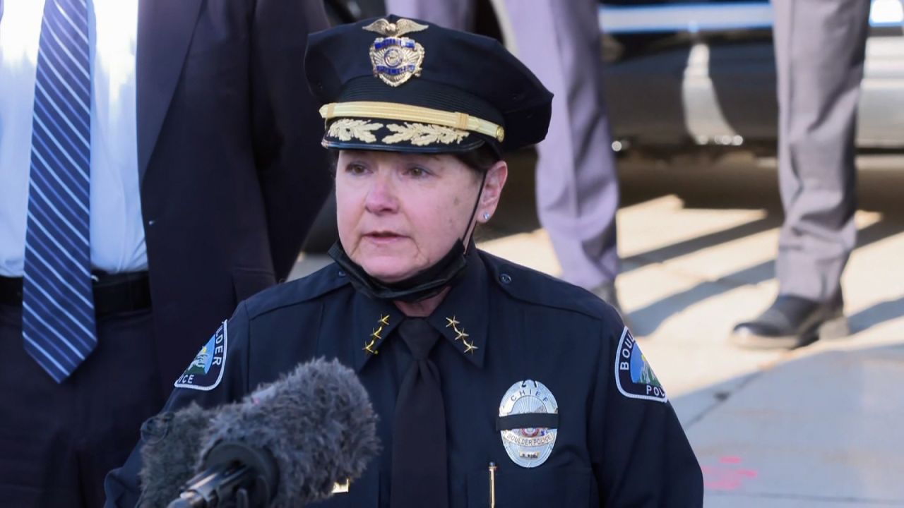 Boulder Police Chief Maris Herold speaks during a press conference in Boulder on March 23.