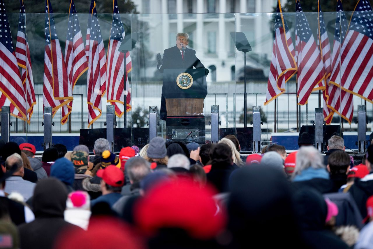 Donald Trump speaks to supporters on January 6, 2021. 