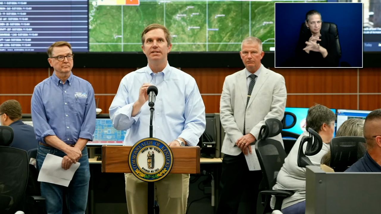 Kentucky Gov. Andy Beshear speaks during a press conference on Monday.