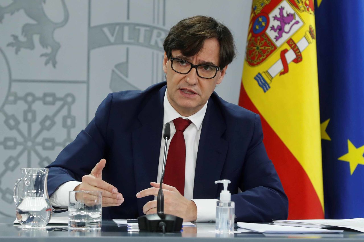 Spanish Health Minister Salvador Illa addresses a press conference in Madrid, Spain, on Friday, January 8, after a meeting of the COVID-19 Follow-up Committee.