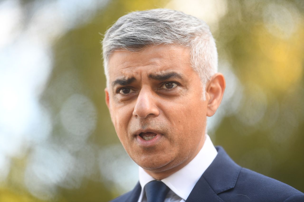 London Mayor Sadiq Khan makes a statement to media in the city on September 25.
