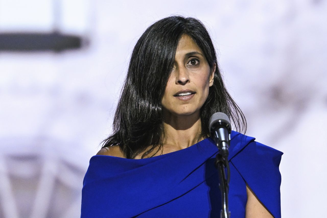 Usha Vance, wife of Republican vice presidential nominee JD Vance, speaks?at the 2024 Republican National Convention?in Milwaukee, on July 17.