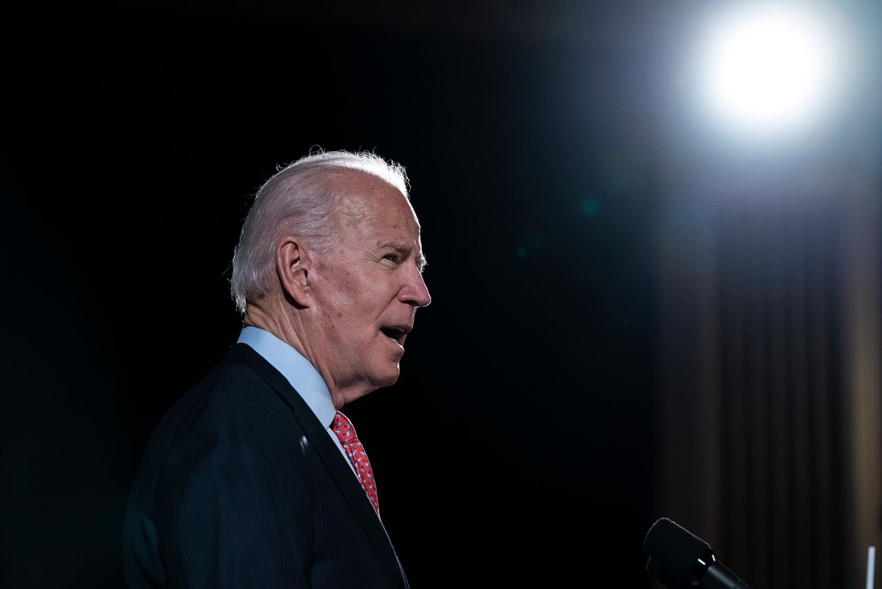 Joe Biden speaks about the coronavirus outbreak in Wilmington, Delaware, on March 12.