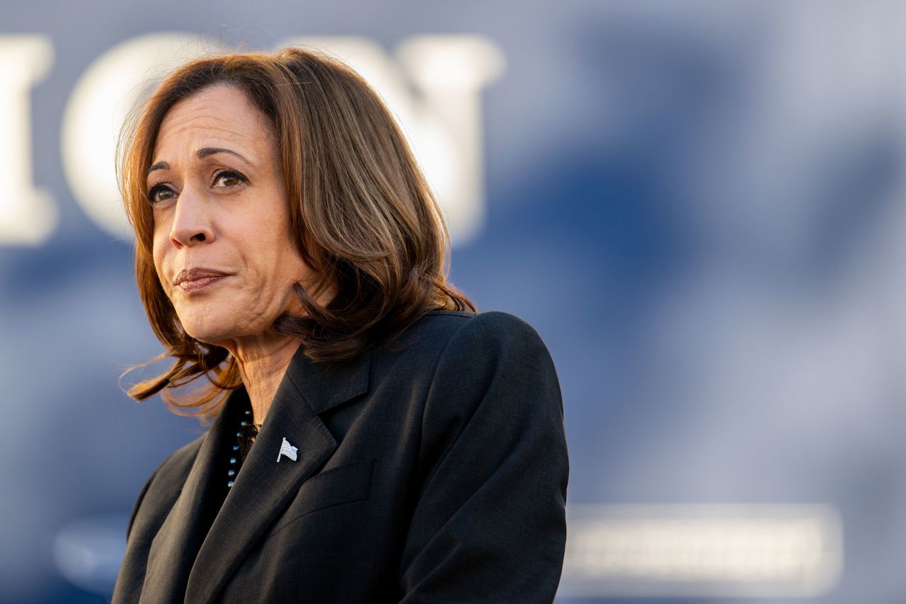 Vice President Kamala Harris speaks during a campaign rally in Orangeburg, South Carolina, on February 2. 