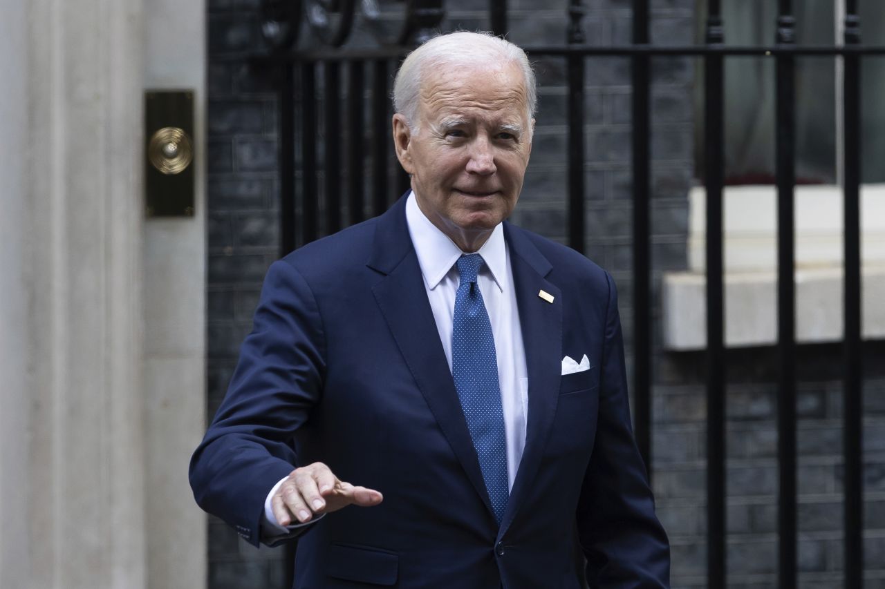 US President Joe Biden leaves Downing Street in London, UK, on July 10.