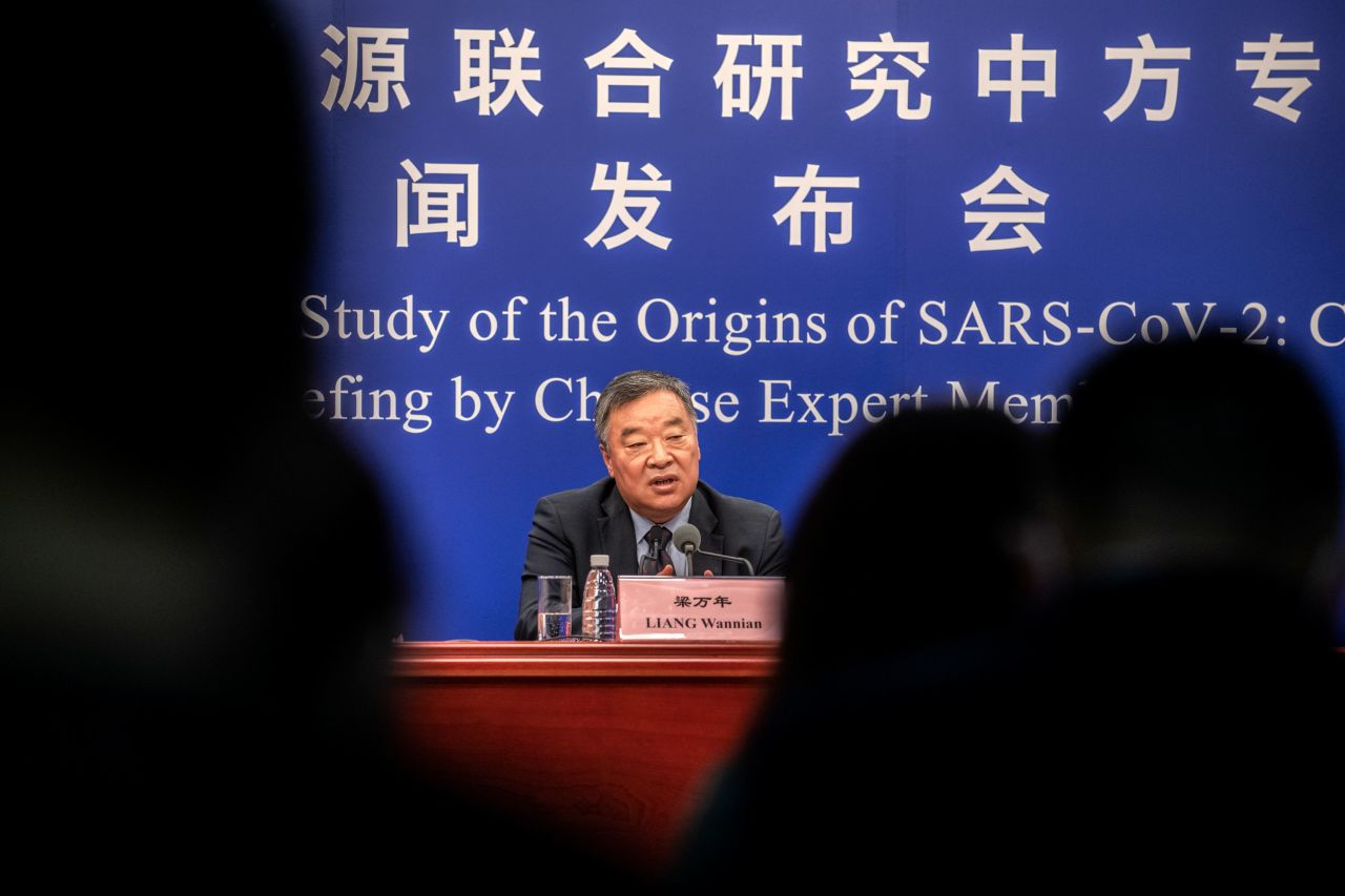 Chinese scientist and World Health Organization team leader Liang Wannian speaks at a press conference in Beijing on March 31.