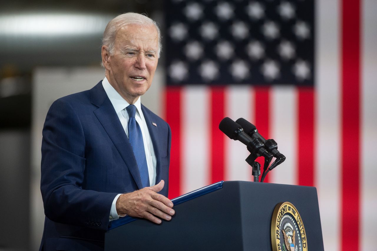 President Biden delivers remarks in Hagerstown, Maryland, on October 7.