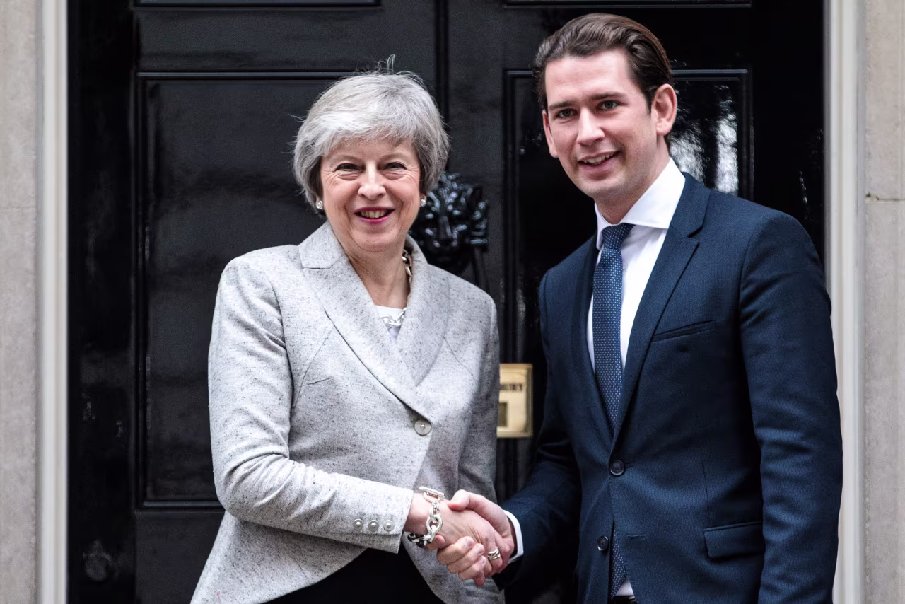 Theresa May and Austrian Chancellor Sebastian Kurz.