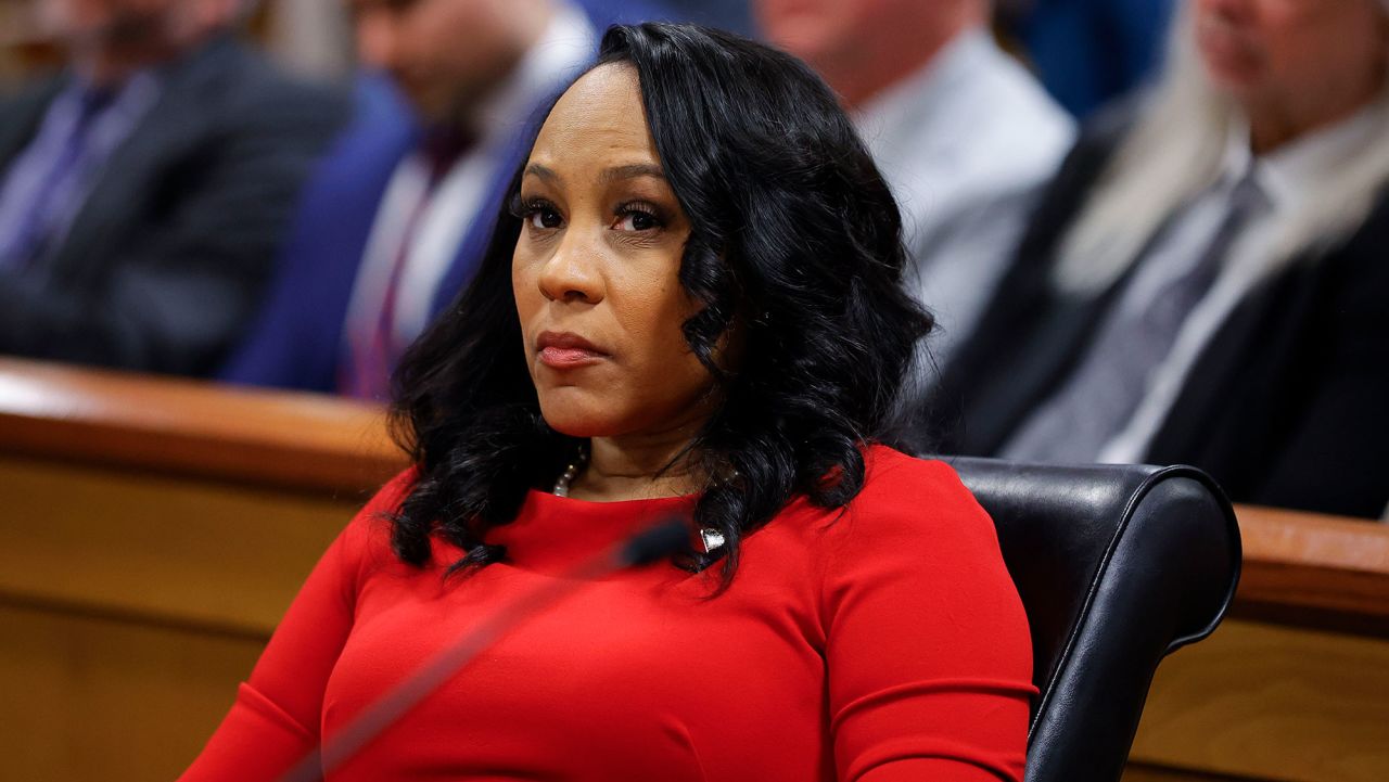 Fulton County District Attorney Fani Willis looks on during a hearing in the case of the State of Georgia v. Donald John Trump at the Fulton County Courthouse on March 1, in Atlanta.?