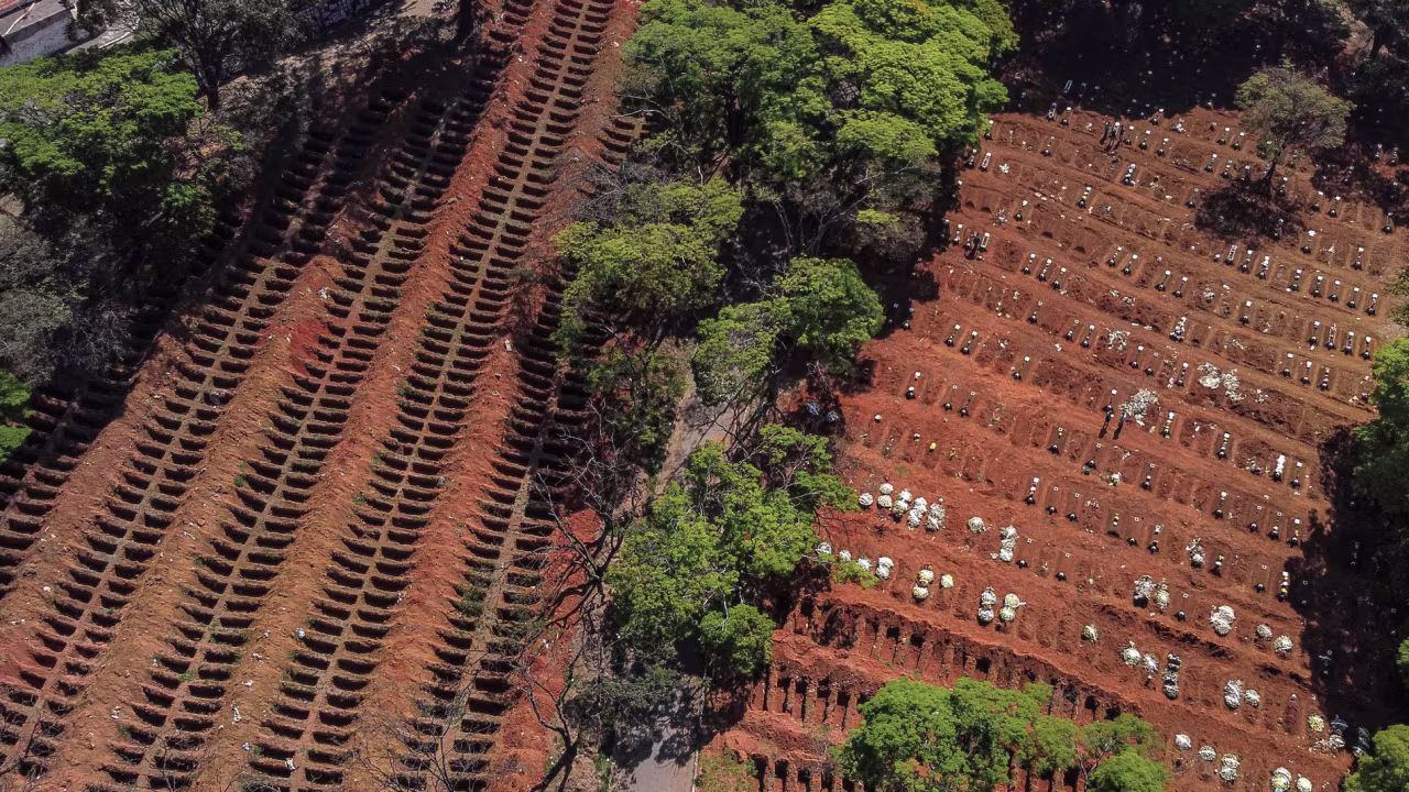 This aerial photo shows the Vila Formosa Cemetery, on the outskirts of São Paulo, Brazil, on August 6.