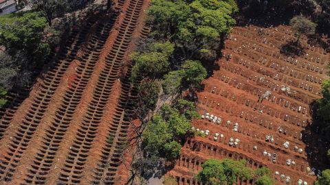 This aerial photo shows the Vila Formosa Cemetery, on the outskirts of São Paulo, Brazil, on August 6.