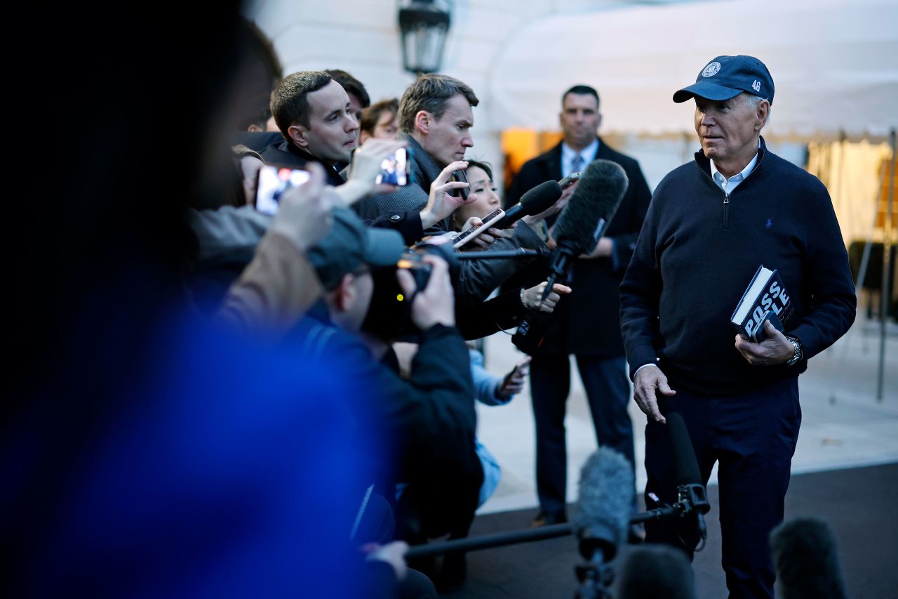 US President Joe Biden stops to talk to reporters as he departs the White House on March 1. 