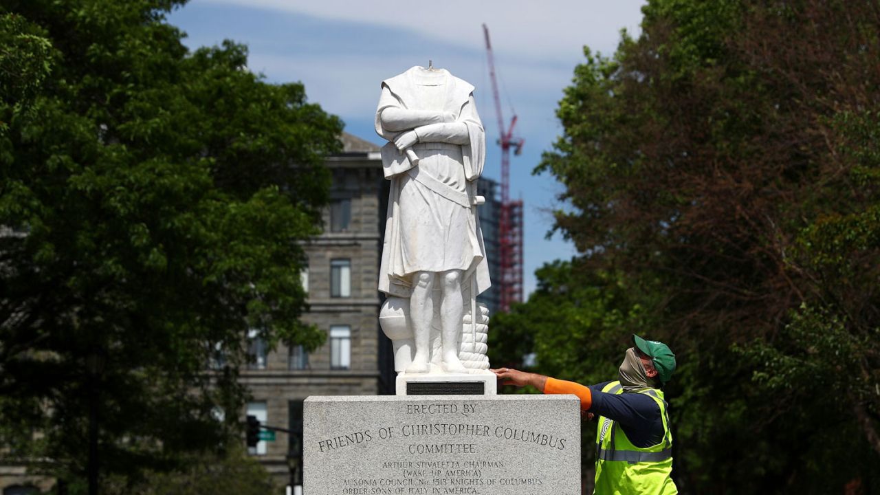 A Christopher Columbus statue was beheaded in Boston and has since been removed.