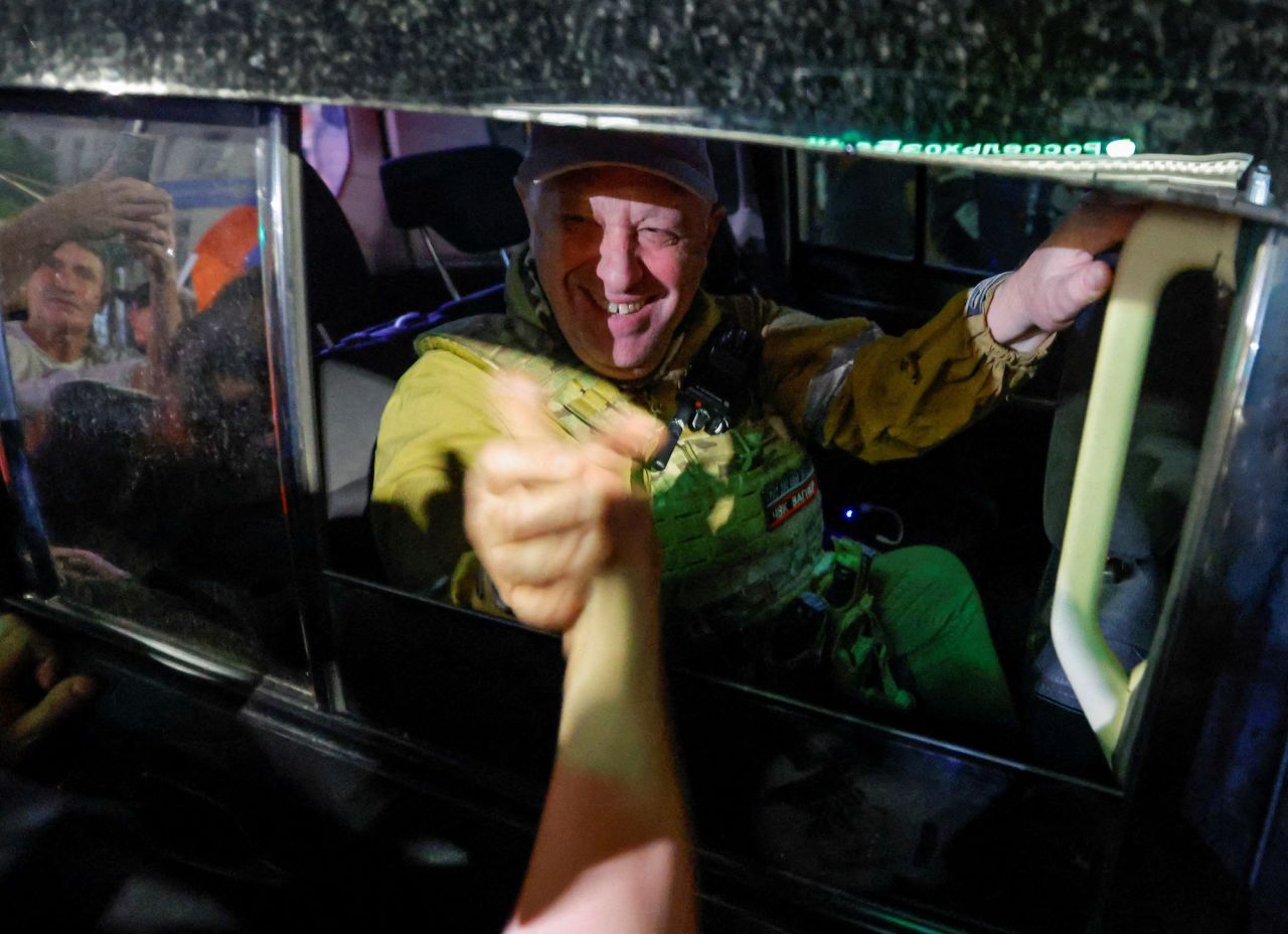 Yevgeny Prigozhin leaves the headquarters of the Southern Military District amid Wagner's pullout from the city of Rostov-on-Don, Russia, June 24.