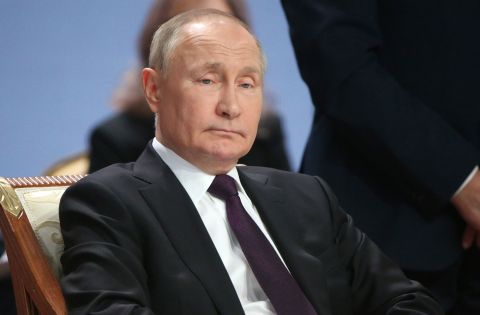 Russian President Vladimir Putin attends the plenary session of the Commonwealth of the Independent States Summit, on October, 14, in Astana, Kazakhstan. 