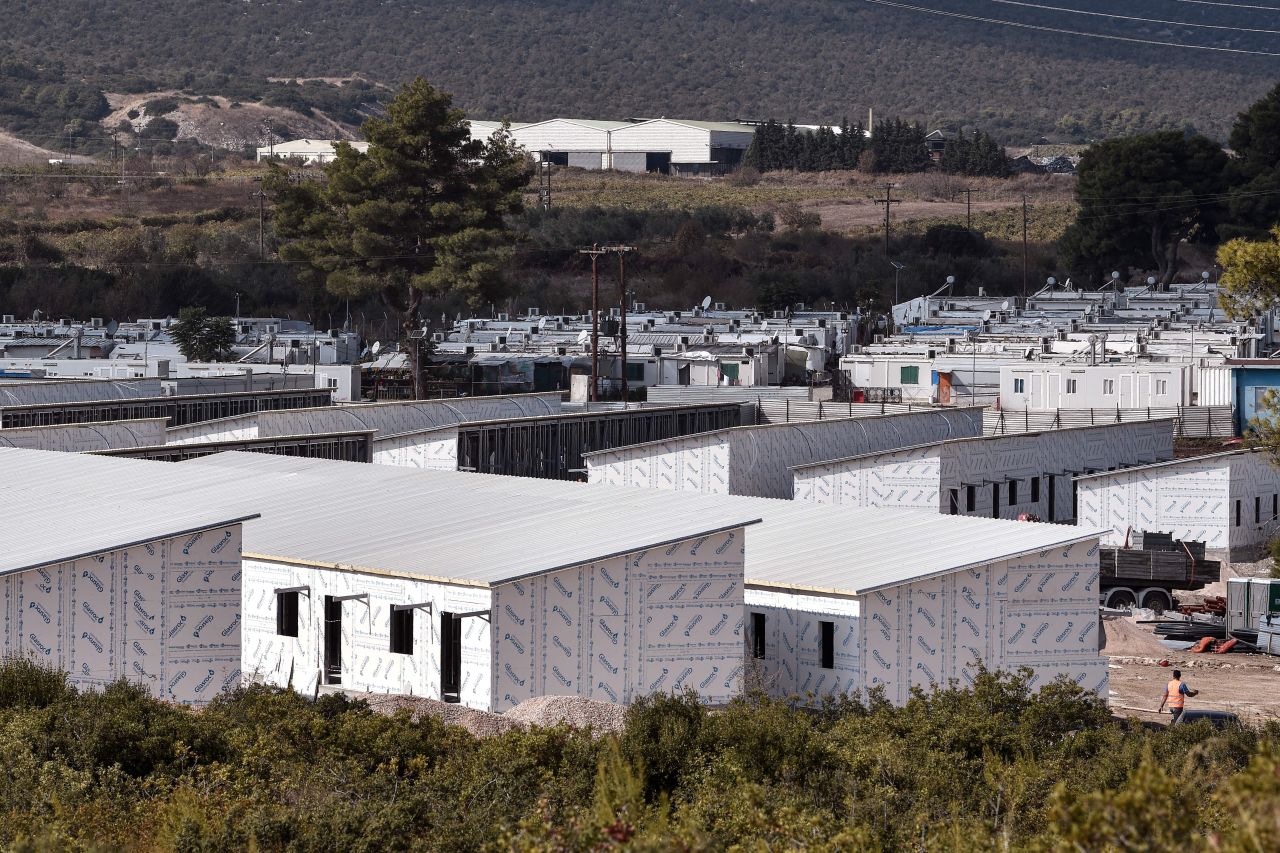 A view of the Ritsona refugee camp in Greece, north-east of Athens, while under construction on October 22, 2019.