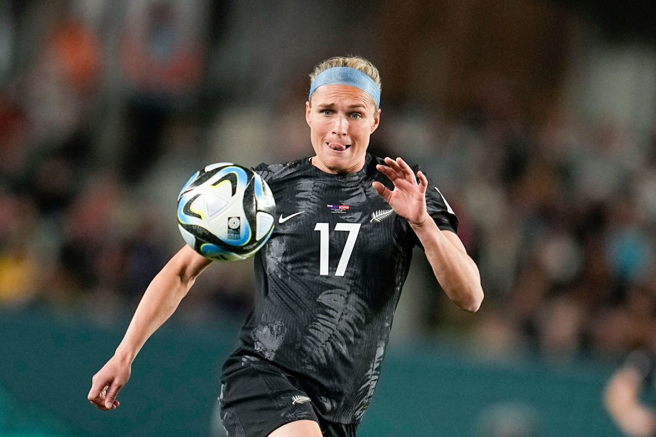 New Zealand's Hannah Wilkinson controls the ball during the 2023 FIFA Women's World Cup soccer match against Norway in Auckland, New Zealand, on July 20.