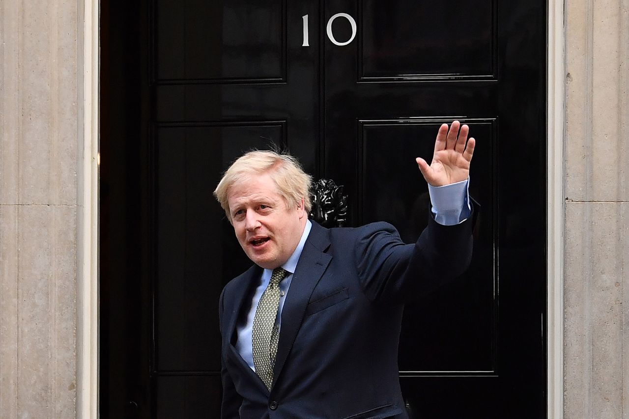 Britain's Prime Minister and Conservative Party leader Boris Johnson arrives at 10 Downing Street in central London on December 13, 2019, following an audience with Britain's Queen Elizabeth II at Buckingham Palace, where she invited him to become Prime Minister and form a new government. 