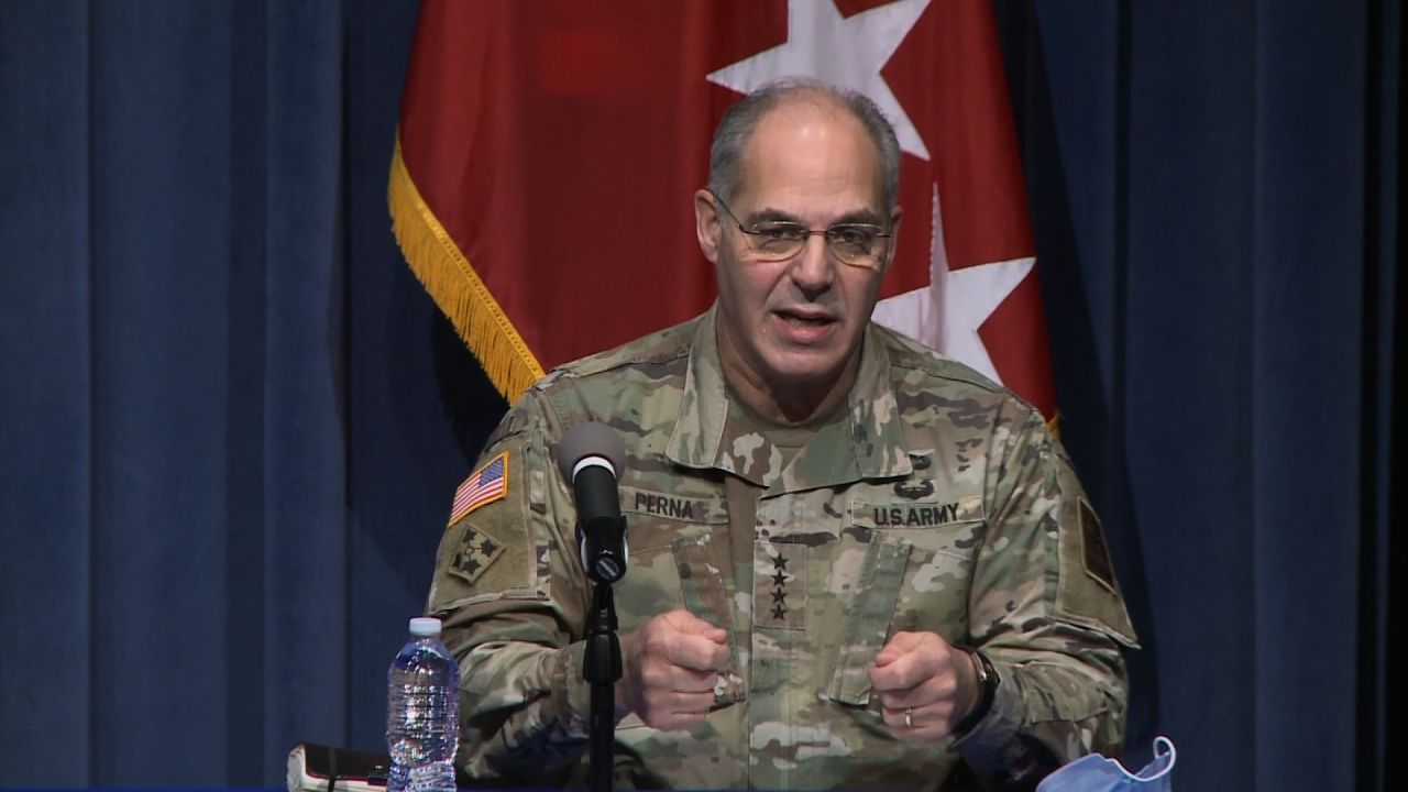 Gen. Gustave F. Perna, chief operating officer of Operation Warp Speed, speaks during an Operation Warp Speed briefing on December 16.