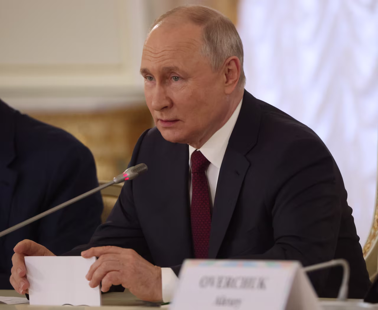 Russian President Vladimir Putin speaks during a Russia-Africa bilateral meeting, on July 29, in Saint Petersburg, Russia. 