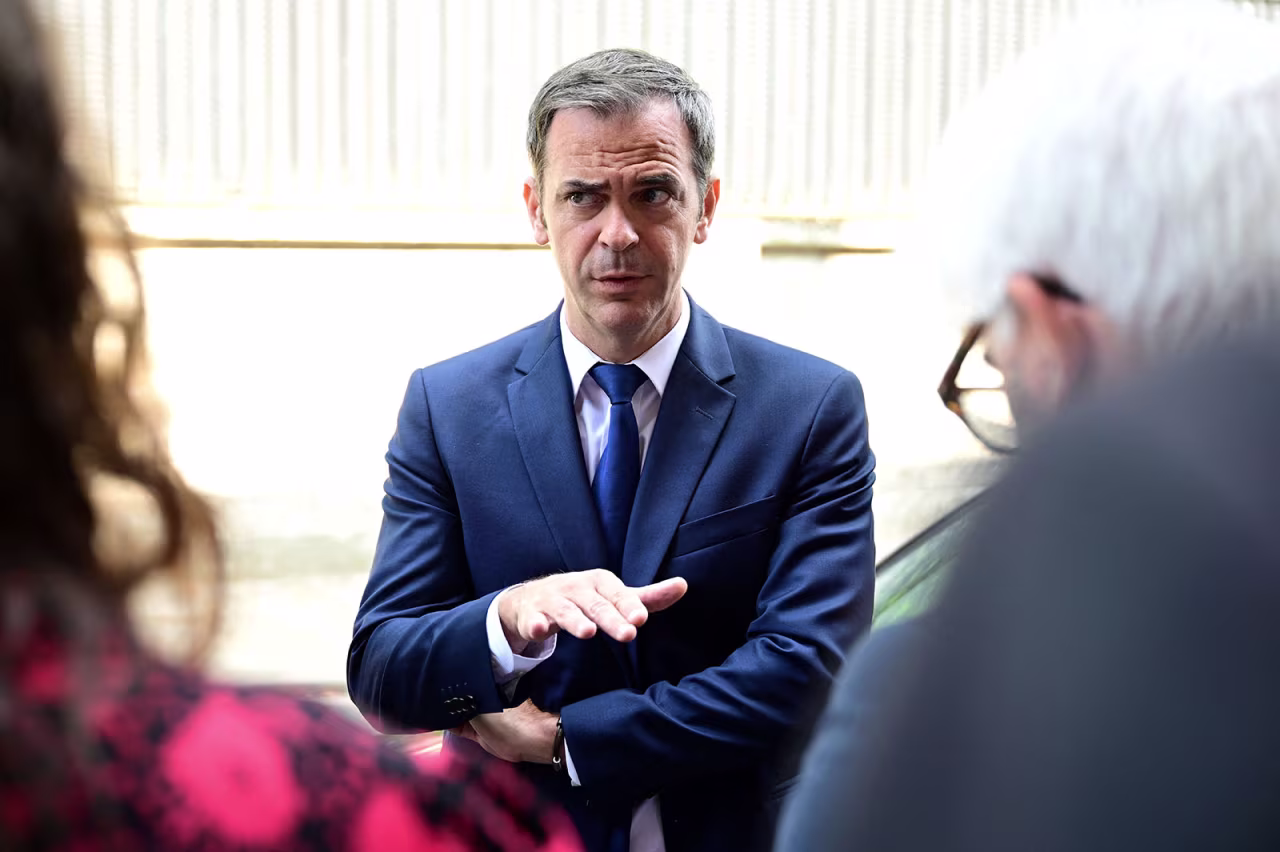 Olivier Véran speaks following a cabinet meeting at the Élysée Palace in Paris on June 28.